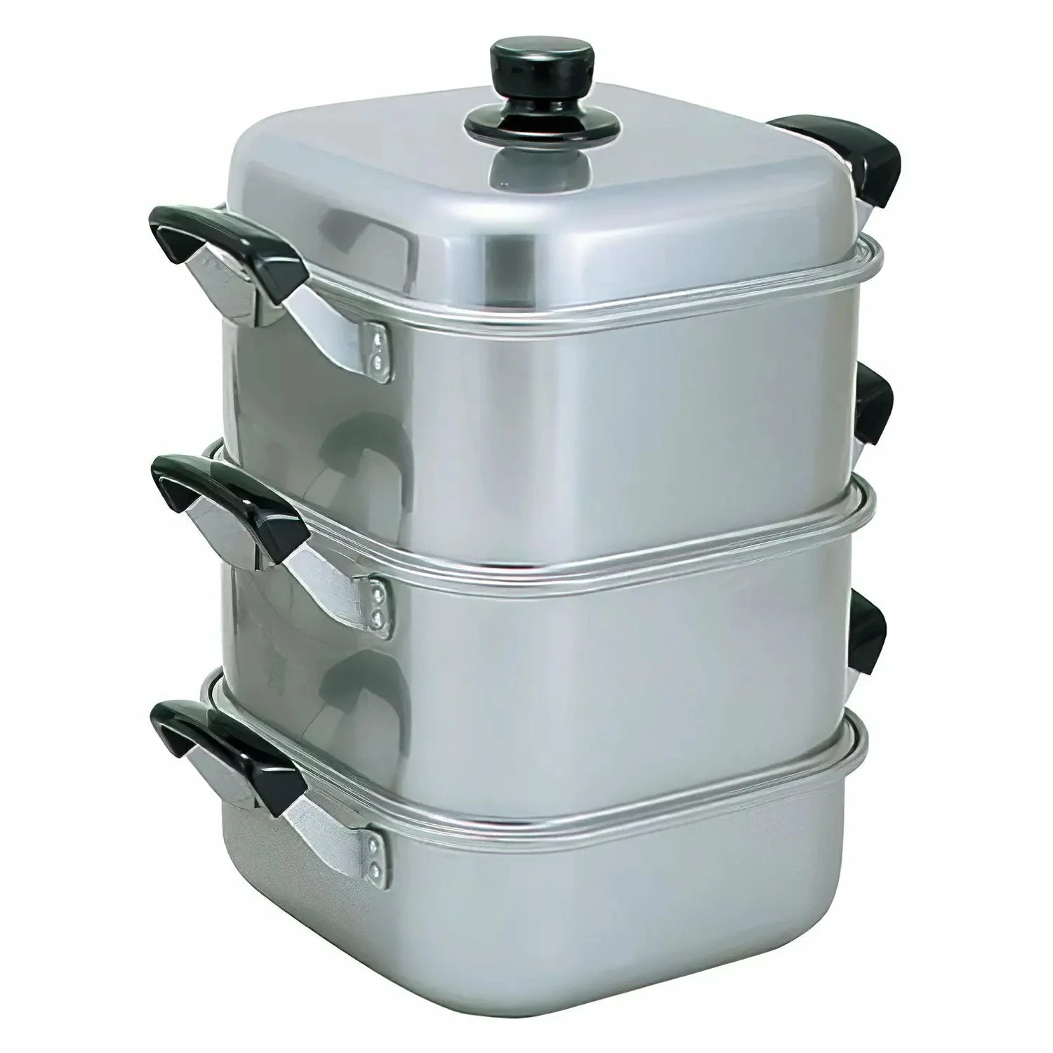 AKAO Aluminium Three-Tier Square Steamer 3 AKAO Aluminium Three-Tier Square Steamer