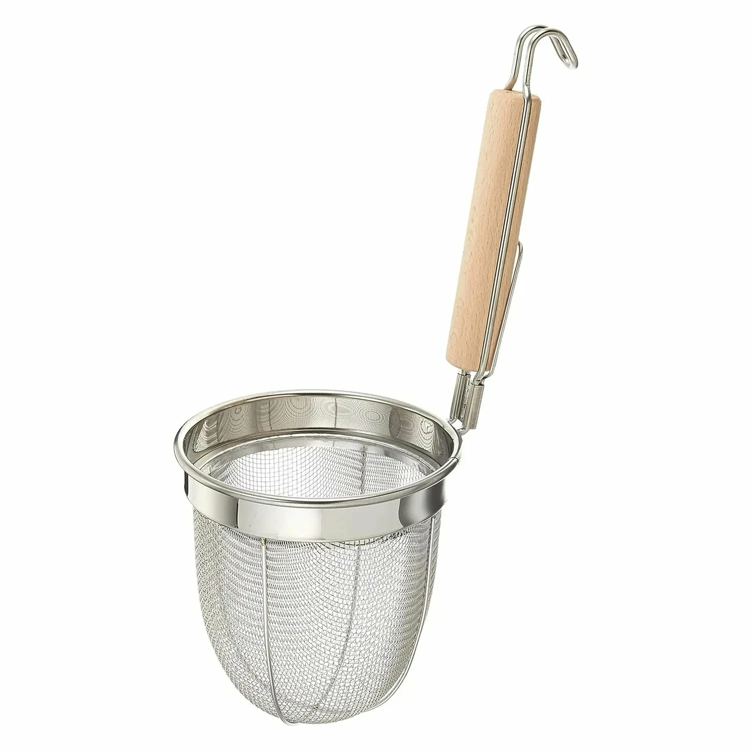 Fujiboshi Stainless Steel Udon Tebo Noodle Strainer Round Base With Wooden Handle 3 Fujiboshi Stainless Steel Udon Tebo Noodle Strainer Round Base With Wooden Handle