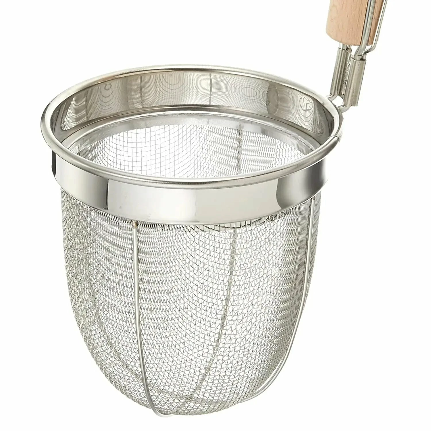 Fujiboshi Stainless Steel Udon Tebo Noodle Strainer Round Base With Wooden Handle 4 Fujiboshi Stainless Steel Udon Tebo Noodle Strainer Round Base With Wooden Handle - Image 2