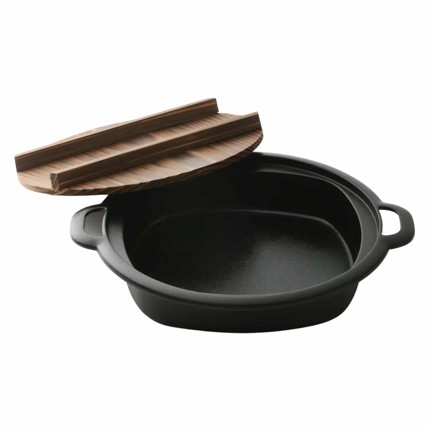 Iwachu Nambu Cast Iron Sukiyaki & Gyoza Pan With Wooden Lid 3 Iwachu Nambu Cast Iron Sukiyaki & Gyoza Pan With Wooden Lid