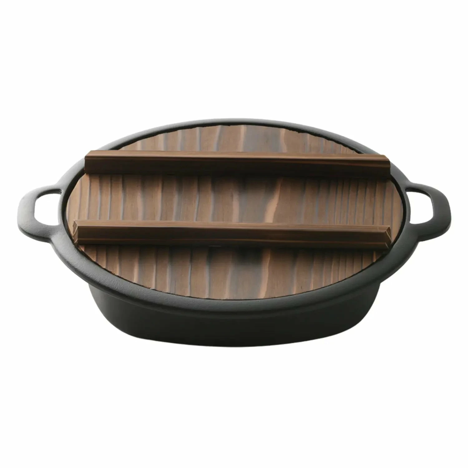 Iwachu Nambu Cast Iron Sukiyaki & Gyoza Pan With Wooden Lid 4 Iwachu Nambu Cast Iron Sukiyaki & Gyoza Pan With Wooden Lid - Image 2