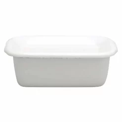 Noda Horo White Series Enamel Rectangle Deep Food Containers With Enamel Lid