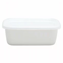 Noda Horo White Series Enamel Rectangle Deep Food Containers With Lid