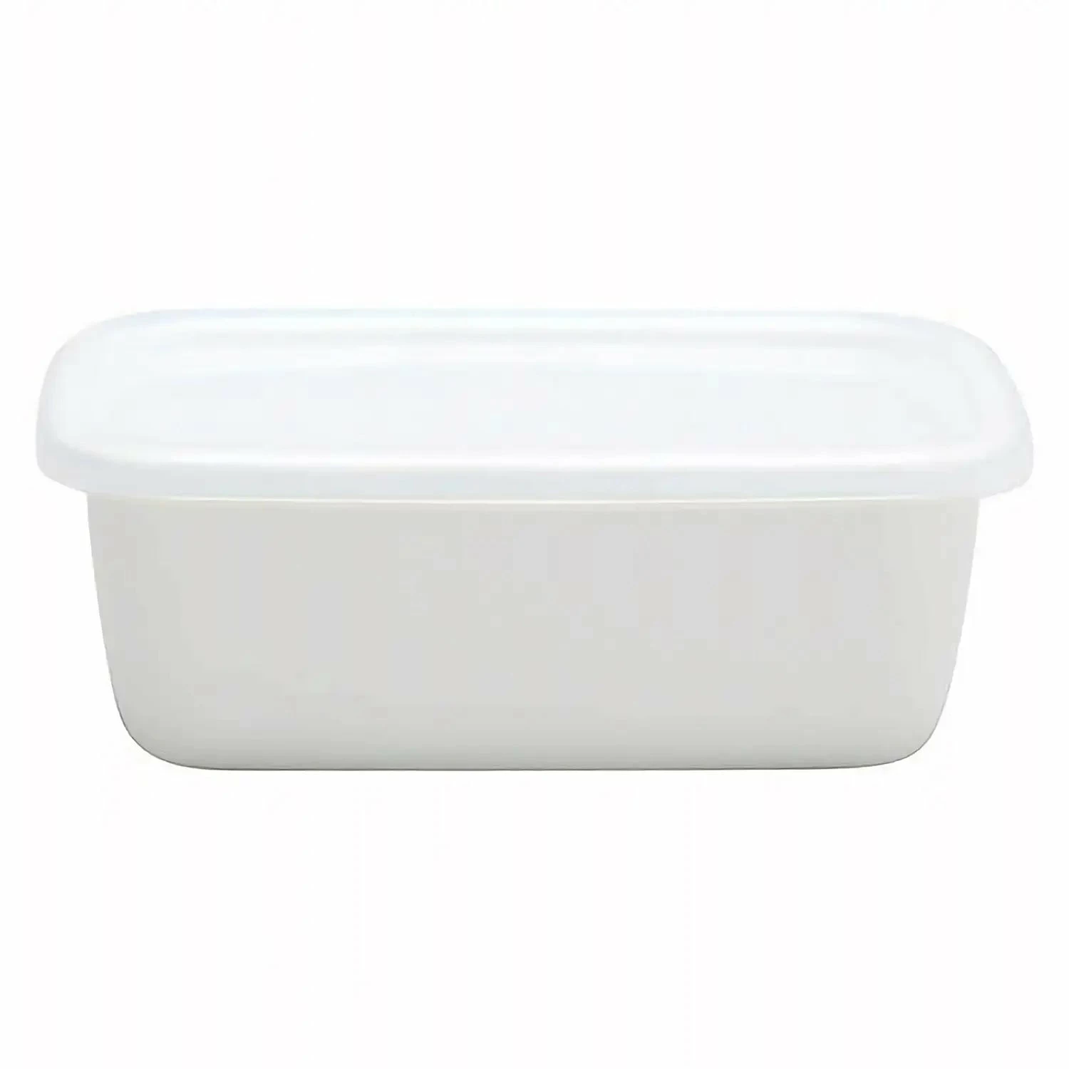 Noda Horo White Series Enamel Rectangle Deep Food Containers With Lid 3 Noda Horo White Series Enamel Rectangle Deep Food Containers With Lid