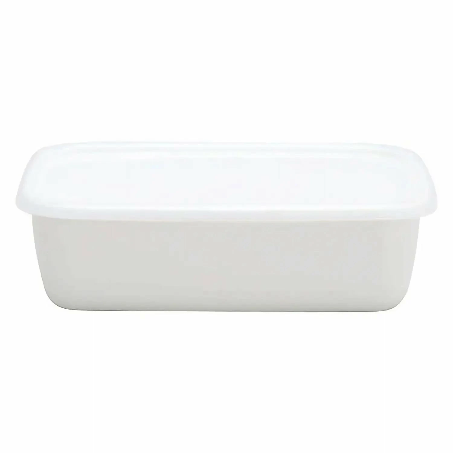 Noda Horo White Series Enamel Rectangle Deep Food Containers With Lid 4 Noda Horo White Series Enamel Rectangle Deep Food Containers With Lid - Image 2