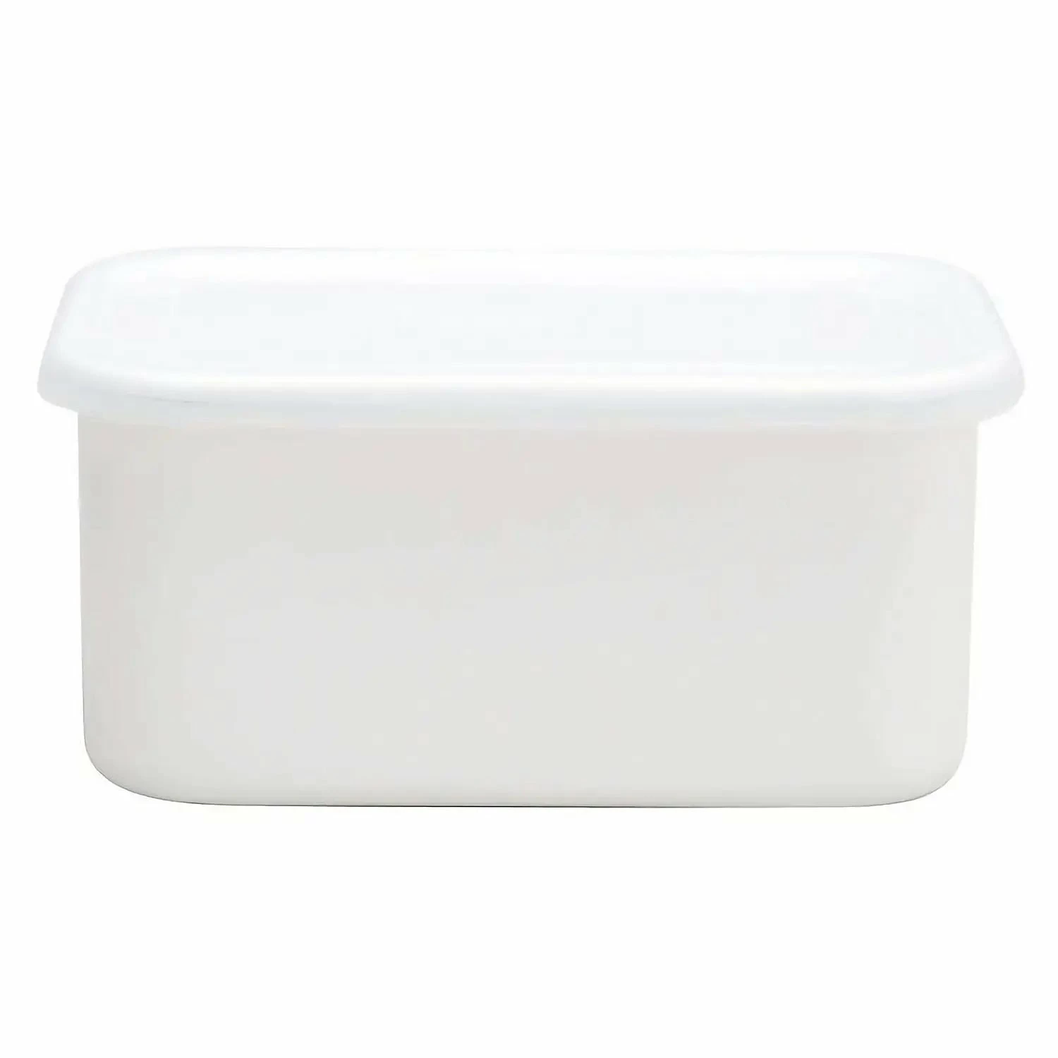 Noda Horo White Series Enamel Rectangle Deep Food Containers With Lid 6 Noda Horo White Series Enamel Rectangle Deep Food Containers With Lid - Image 4