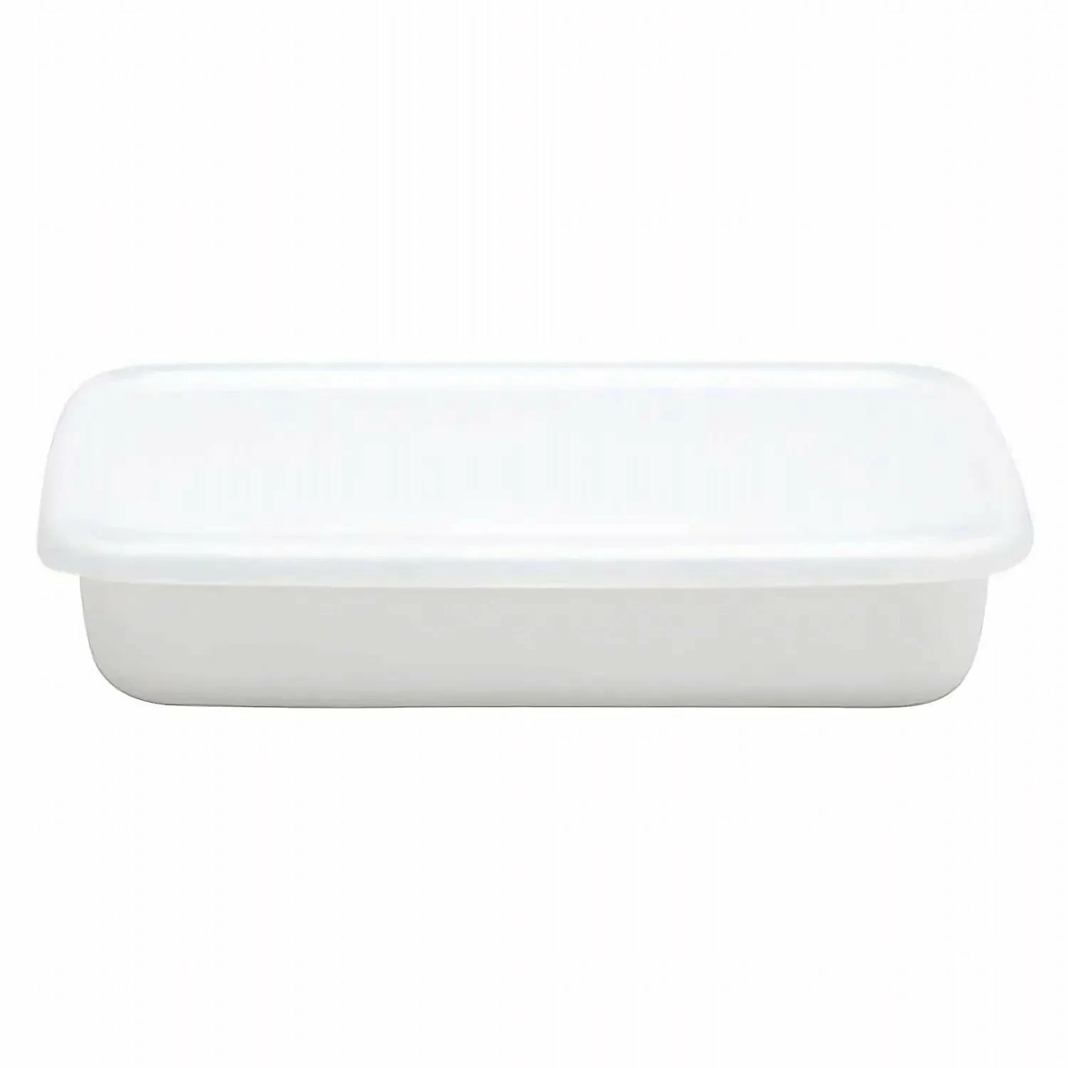 Noda Horo White Series Enamel Rectangle Shallow Food Containers With Lid 3 Noda Horo White Series Enamel Rectangle Shallow Food Containers With Lid