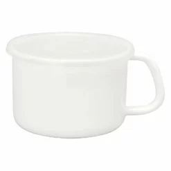 Noda Horo White Series Enamel Round Food Containers With Handle And Lid