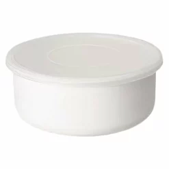 Noda Horo White Series Enamel Round Food Containers With Lid