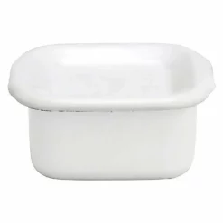 Noda Horo White Series Enamel Square Food Containers With Enamel Lid
