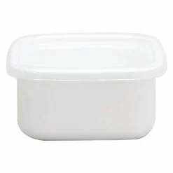 Noda Horo White Series Enamel Square Food Containers With Lid