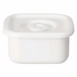 Noda Horo White Series Enamel Square Food Containers With Sealed Lid