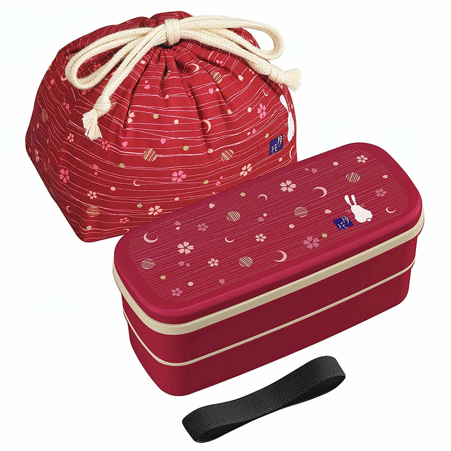 OSK Tsukihana 2-Tier Nestable Bento Lunch Box With Chopsticks & Lunch Bag Set 3 OSK Tsukihana 2-Tier Nestable Bento Lunch Box With Chopsticks & Lunch Bag Set