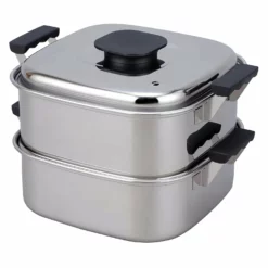 PEACH BRAND Stainless Steel Two-Tier Square Steamer