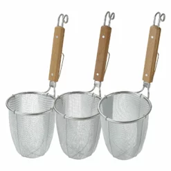 Three Snow Stainless Steel Deep Ramen Tebo Noodle Strainer Round Base -GLOBALKITCHEN JAPAN Sales Shin EtsuStainlessSteelRamenTeboHeavy DutyDeepNoodleStrainer 2