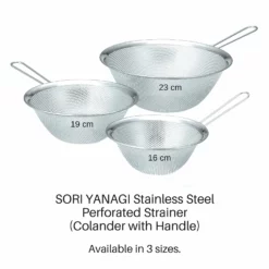 Sori Yanagi Stainless Steel Perforated Strainer With Handle -GLOBALKITCHEN JAPAN Sales SoriYanagiStainlessSteelPerforatedStrainerwithHandle 3