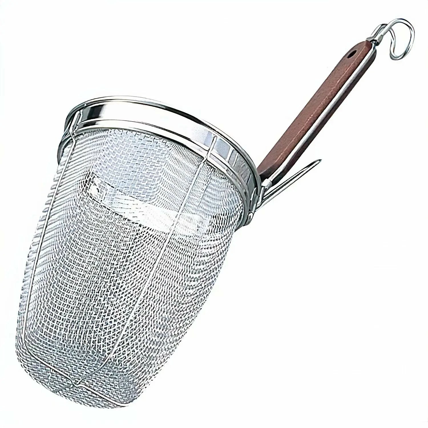 Takekoshi Stainless Steel Deep Tebo Noodle Strainer Round Base With Wooden Handle 3 Takekoshi Stainless Steel Deep Tebo Noodle Strainer Round Base With Wooden Handle