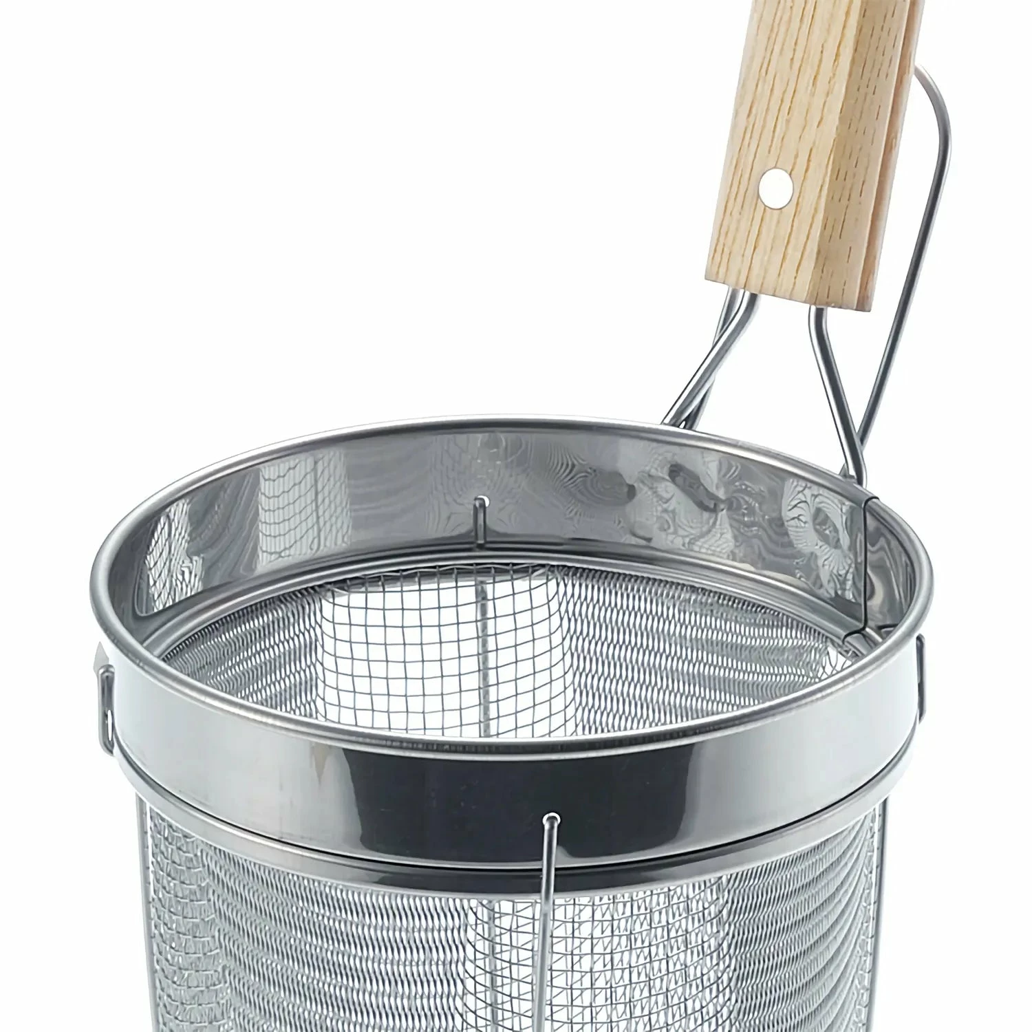 Three Snow Stainless Steel Deep Udon Tebo Noodle Strainer With Wooden Handle 4 Three Snow Stainless Steel Deep Udon Tebo Noodle Strainer With Wooden Handle - Image 2