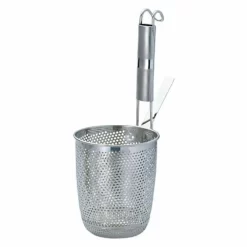 YUKIWA Eco Clean Stainless Steel Perforated Tebo Noodle Strainer Round Base With Metal Handle