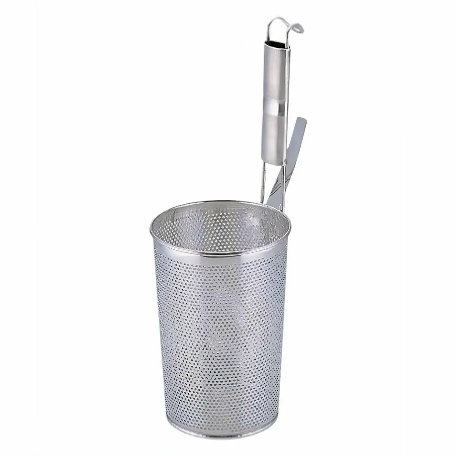 YUKIWA Stainless Steel Perforated Deep Tebo Noodle Strainer Flat Base With Metal Handle 3 YUKIWA Stainless Steel Perforated Deep Tebo Noodle Strainer Flat Base With Metal Handle