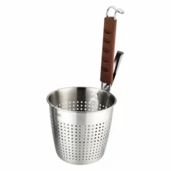 YUKIWA Stainless Steel Perforated Tebo Noodle Strainer With Silicone Handle