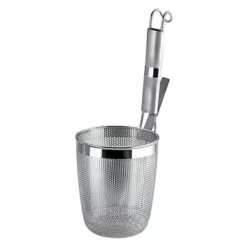 YUKIWA Stainless Steel Perforated Udon Tebo Noodle Strainer Round Base With Metal Handle