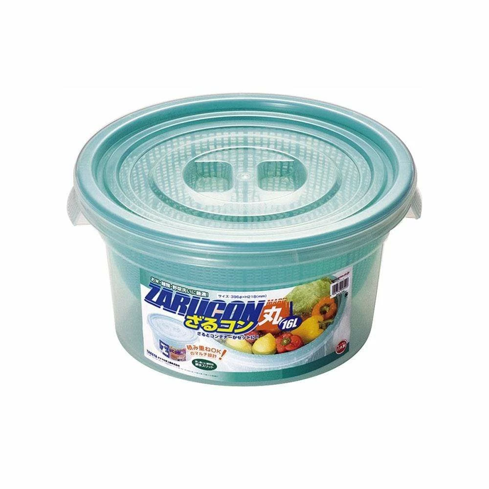 TAKEYA Zarucon Round Plastic Mesh Bowl With Lid 16L 3 TAKEYA Zarucon Round Plastic Mesh Bowl With Lid 16L