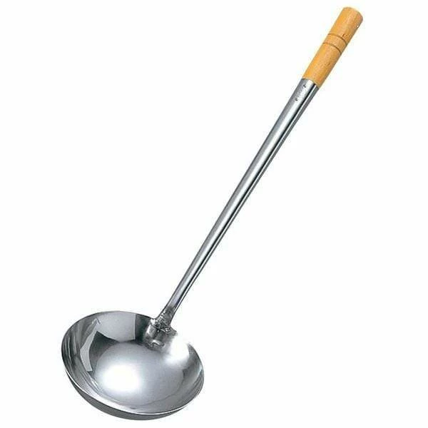 Yamagi Stainless Steel Wok Ladle (Hoak) With Wood Handle 3 Yamagi Stainless Steel Wok Ladle (Hoak) With Wood Handle